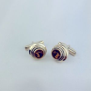Peruvian Sterling Silver Cuff Links with Llama Inlay